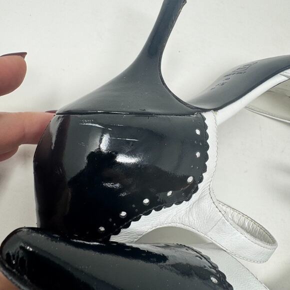 Via Spiga Heels 6.5 Black White Navarro Leather Shoe - Picture 8 of 9